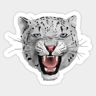 Snarling Snow Leopard Sticker